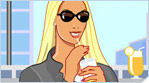 Digital illustration of a stylish lady drinking