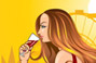 Digital illustration of a lady drinking red wine