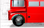 Digital illustration of a red bus