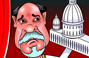 Digital illustration of an of president in front of Whitehouse 