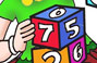 Educational illustration of a cute girl playing with number cubes