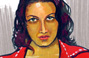 Fashion illustration of a girl in red jacket