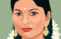 Portrait illustration of a beautiful lady in saree 