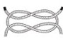 Technical illustration of two wires folded